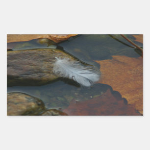 Sticker Rectangulaire Plumes blanches