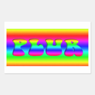Sticker Rectangulaire PLUR arc-en-ciel