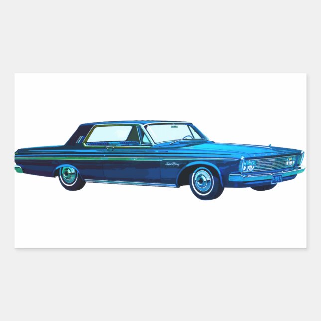 Sticker Rectangulaire Plymouth Sport Fury 1963 (Devant)