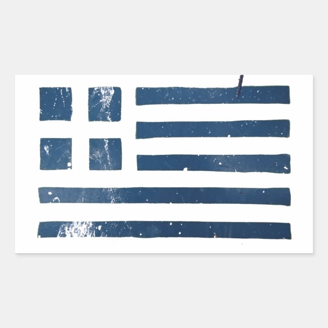 Sticker Rectangulaire pochoir grunge du drapeau grec (Devant)