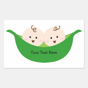 Sticker Rectangulaire Pods à pois jumeaux (personnalisables)