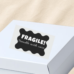 Sticker Rectangulaire Poignée Black Fragile avec soin Business
