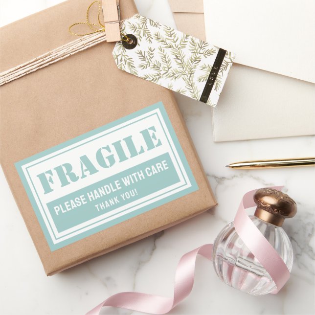 Sticker Rectangulaire Poignée fragile avec soin Mailing et emballage (Cadeaux)