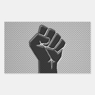 Sticker Rectangulaire Poing de solidarité en fibre de carbone