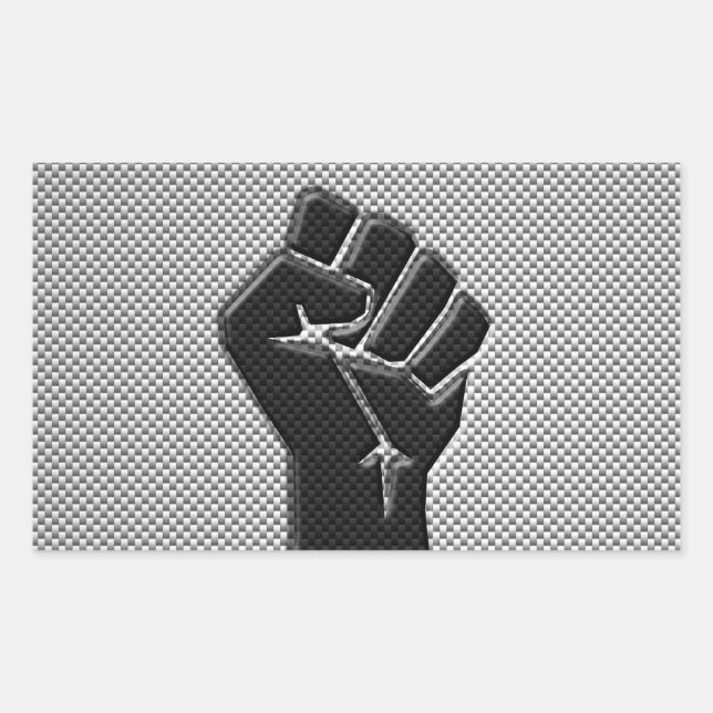 Sticker Rectangulaire Poing de solidarité en fibre de carbone (Devant)