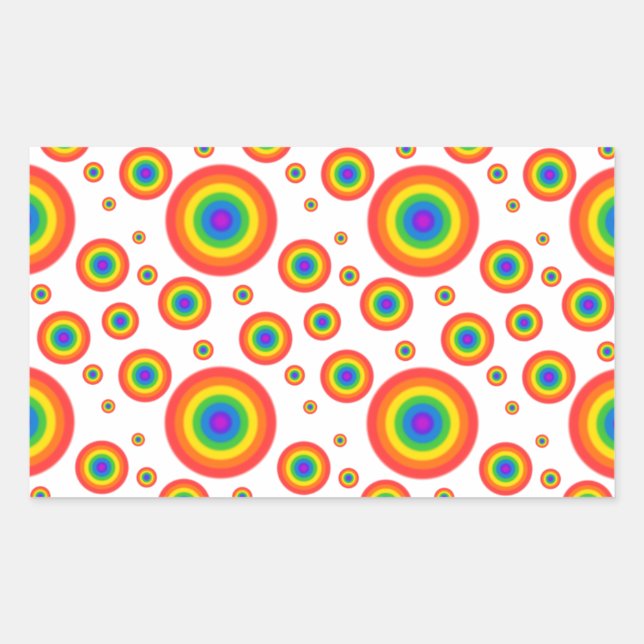 Sticker Rectangulaire Pois arc-en-ciel (Devant)