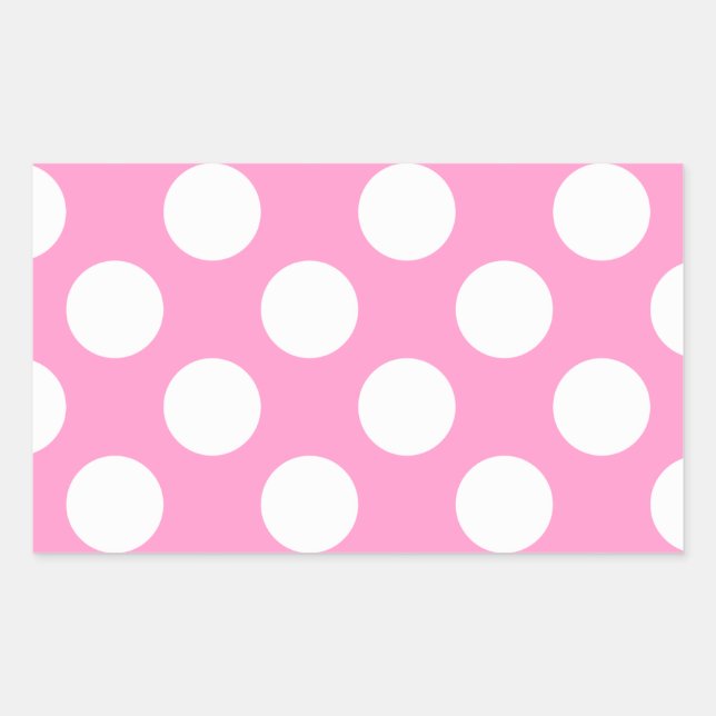 Sticker Rectangulaire Pois roses et blancs (Devant)