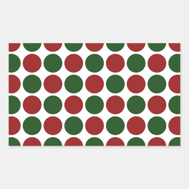 Sticker Rectangulaire Pois rouges et verts en blanc (Devant)