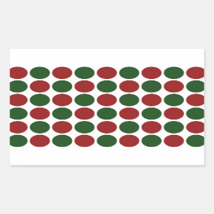 Sticker Rectangulaire Pois rouges et verts en blanc