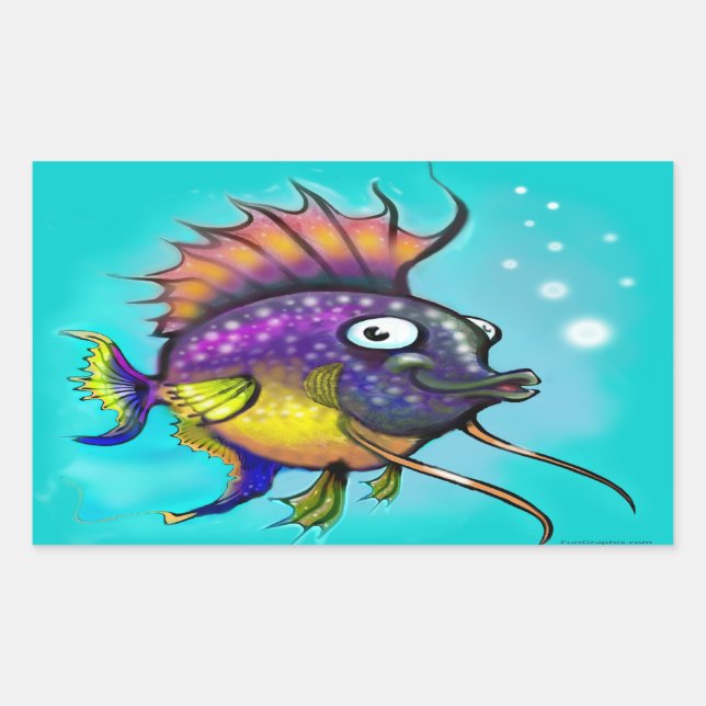 Sticker Rectangulaire Poisson arc-en-ciel (Devant)