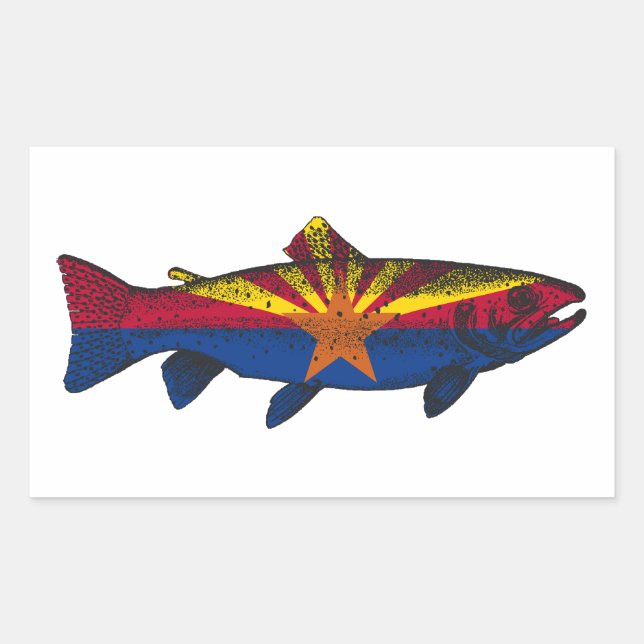 Sticker Rectangulaire Poisson Arizona Drapeau truite (Devant)