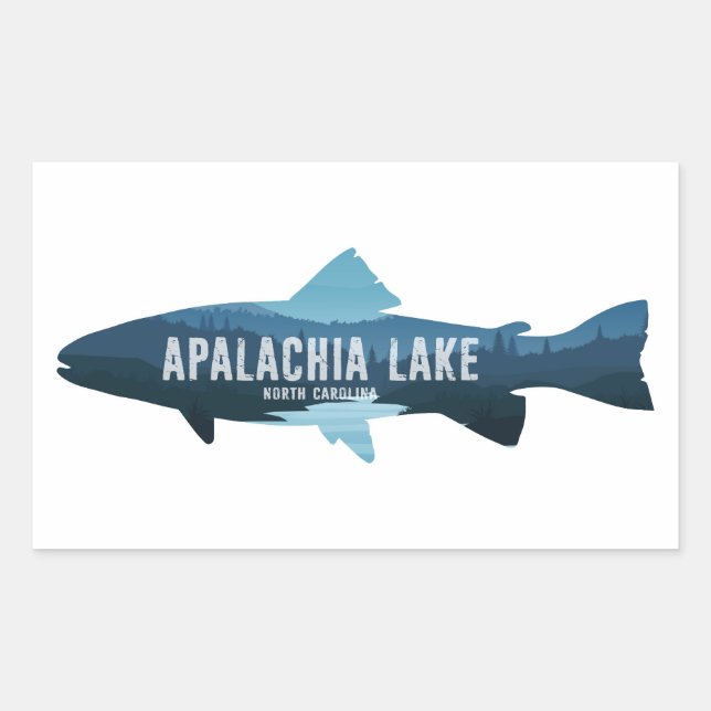 Sticker Rectangulaire Poisson du lac Apalachia Caroline du Nord (Devant)