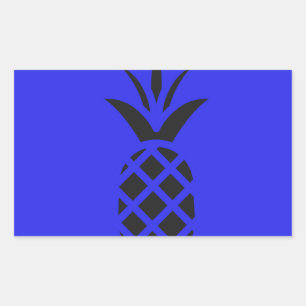 Sticker Rectangulaire Pomme à pin noir en bleu