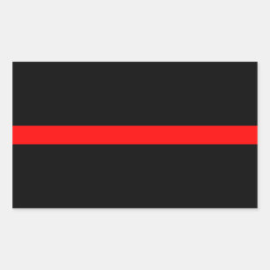Sticker Rectangulaire Pompiers Ligne Rouge Mince