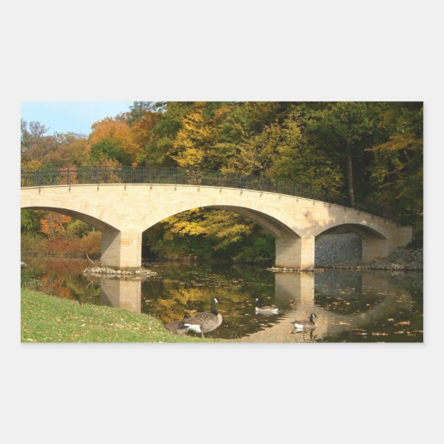 Sticker Rectangulaire Pont Rainbow à l'automne au Grove City College (Devant)