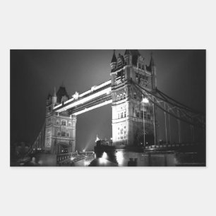 Sticker Rectangulaire Pont Tour de Londres noir et blanc