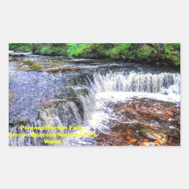 Sticker Rectangulaire Pontneddfechan Falls Walking Trail - Pays de Galle (Devant)