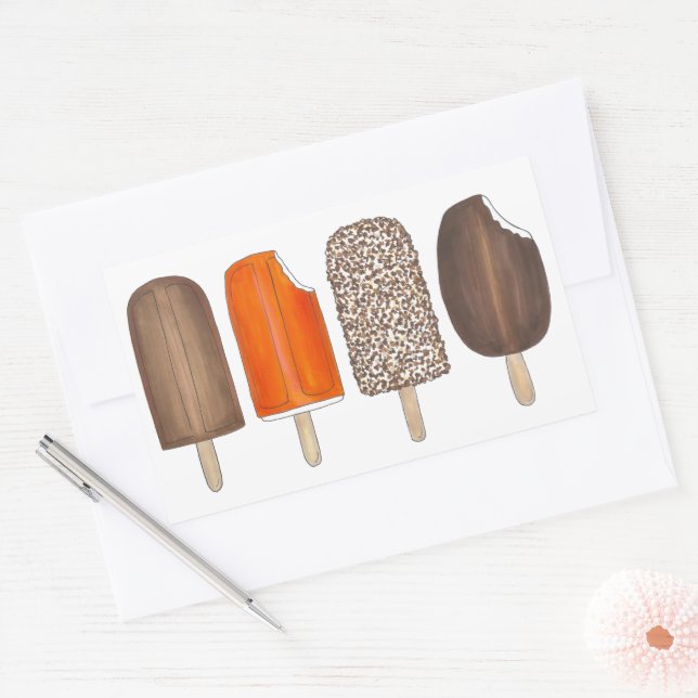 Sticker Rectangulaire Pop de crème glacée Bars Popsicle Creamsicle Pique (Enveloppe)