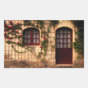 Sticker Rectangulaire Porte du cottage de rose