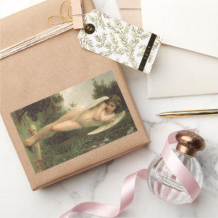 Sticker Rectangulaire Portrait de l'ange Cupidon (Cupid) par Bouguereau