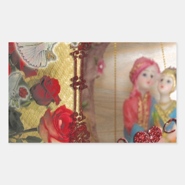 Sticker Rectangulaire Portrait graphique d'impression artistique de poup (Devant)