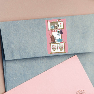 Sticker Rectangulaire Pot café vintage Antique Retro