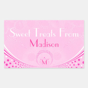 Sticker Rectangulaire Pots roses et torsades - Sucres Monogrammes