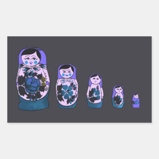 Sticker Rectangulaire Poupées de nidification pourpres Russes