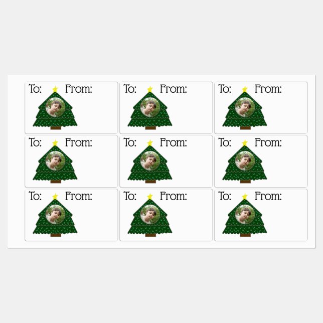 Sticker rectangulaire pour les cadeaux de Noël (Feuille)