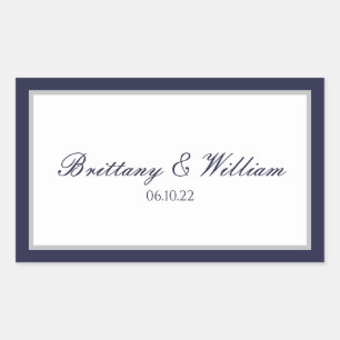 Sticker rectangulaire pour mariée gris bleu marine