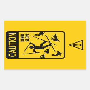 Sticker Rectangulaire PRÉCAUTION : Pente de lapin - panneau