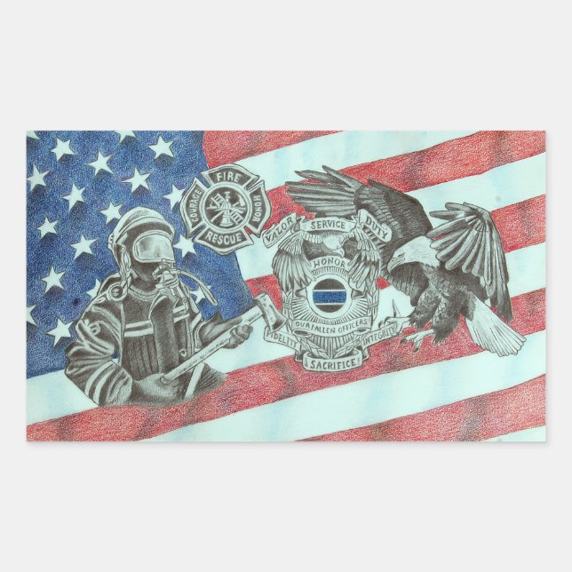 Sticker Rectangulaire Premier répondeur patriotique (Devant)