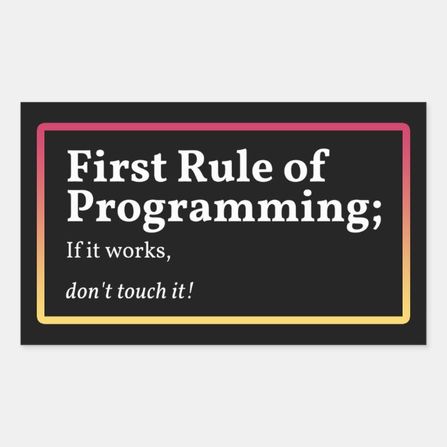 Sticker Rectangulaire Première règle de programmation (Devant)