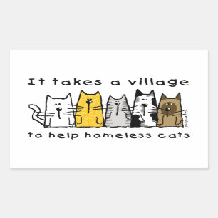 Sticker Rectangulaire Prend à un sans-abri d'aide de village des chats