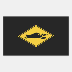 Sticker Rectangulaire Prenez garde des sangliers, poteau de