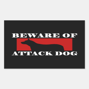 Sticker Rectangulaire Prenez garde du chien d'attaque - chien australien