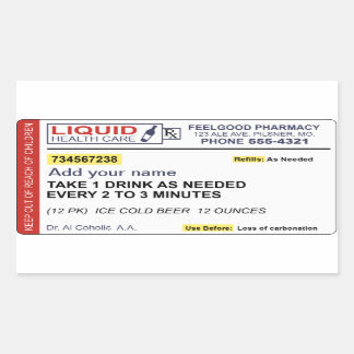 Sticker Rectangulaire Prescription de bière (Ajouter votre nom)