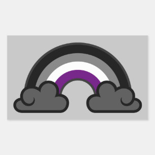 Sticker Rectangulaire Pride sexuelle Arc en ciel +{ Ace   Demi   Gris }+