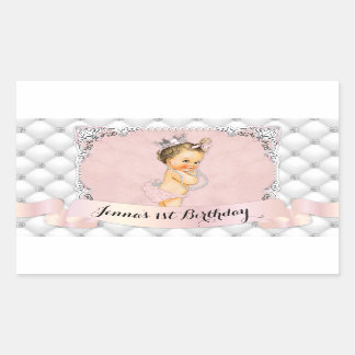 Sticker Rectangulaire Princess Blush Pink Diamonds Pearls