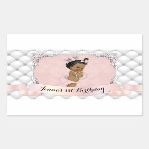 Sticker Rectangulaire Princesse Afro-Américaine Blush Diamants Perles
