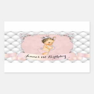 Sticker Rectangulaire Princesse Blush Pink Diamonds Pearls
