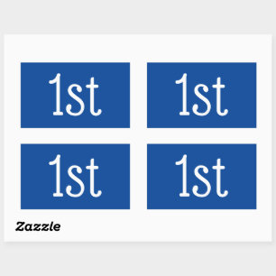 Sticker Rectangulaire Prix du gagnant de la 1ère place bleu et blanc