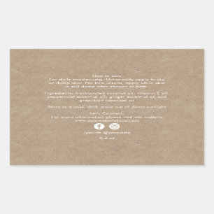 Sticker Rectangulaire Produits de beauté bio Ingrédients Kraft
