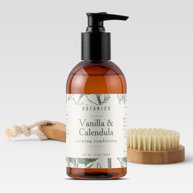 Sticker Rectangulaire Produits d'ingrédients végétaux verts (Floral Botanical Sage Green Ingredients Product Rectangular Sticker)