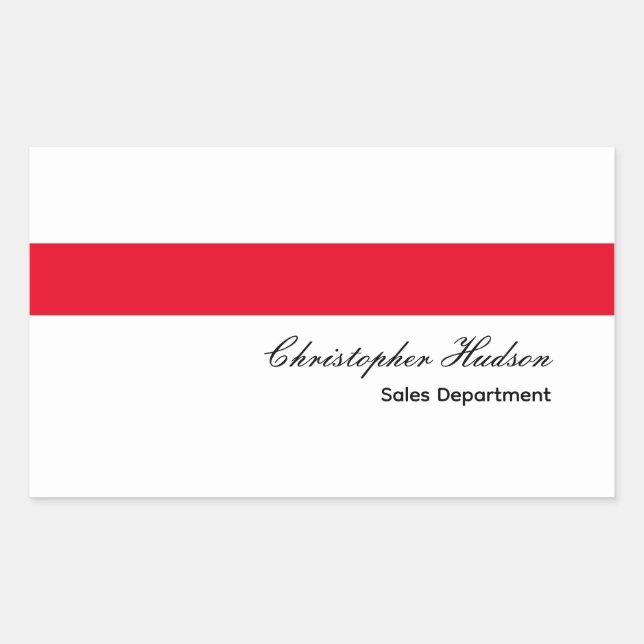 Sticker Rectangulaire Professionnel Simple Rouge Blanc (Devant)