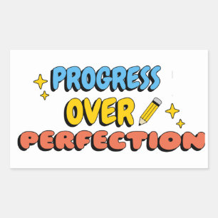 Sticker Rectangulaire progrès sur la perfection enseignant élève