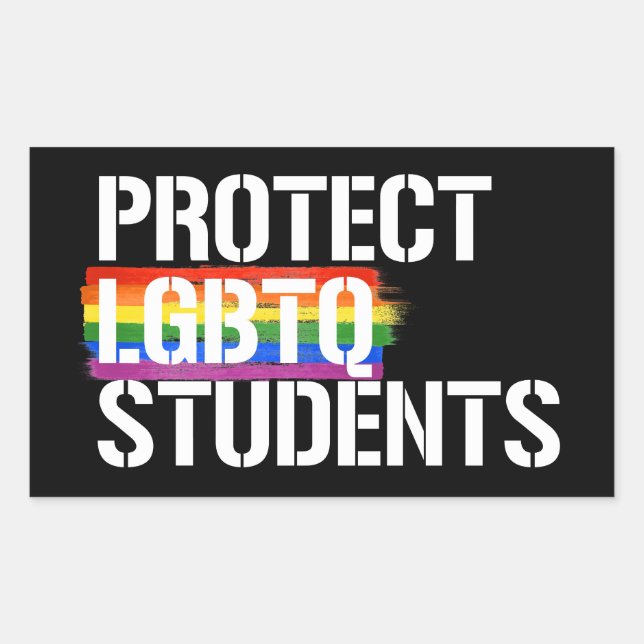 Sticker Rectangulaire Protéger les étudiants LGBTQ (Devant)