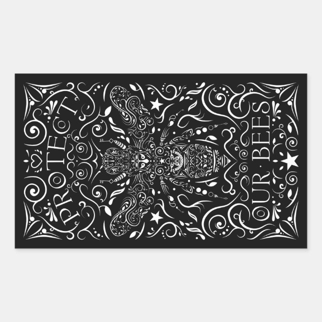 Sticker Rectangulaire protéger nos abeilles (Devant)