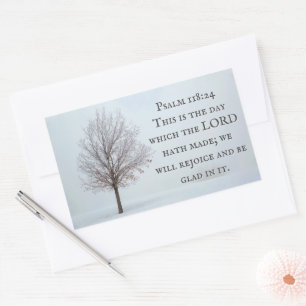 Sticker Rectangulaire Psaume 118:24 Voici l'arbre d'hiver du jour