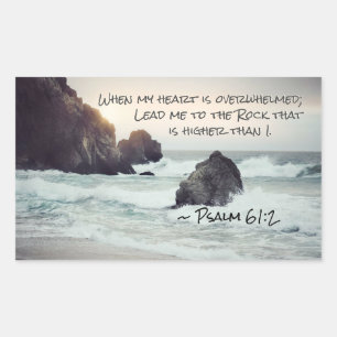 Sticker Rectangulaire Psaume 61:2 Lead me to the Rock that is Higher